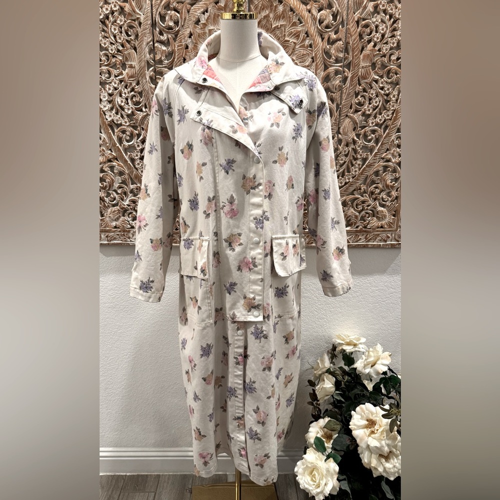 Floral Cream Trench Coat